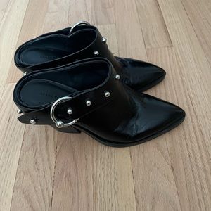 Rebecca Minkoff black leather mules